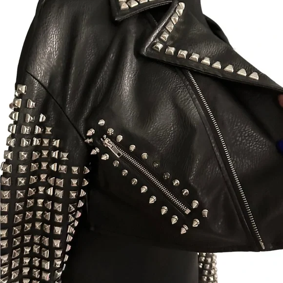 Azalea Wang Essential Moto black studded vegan leather jacket in 1X. NWOT. - Picture 15 of 16